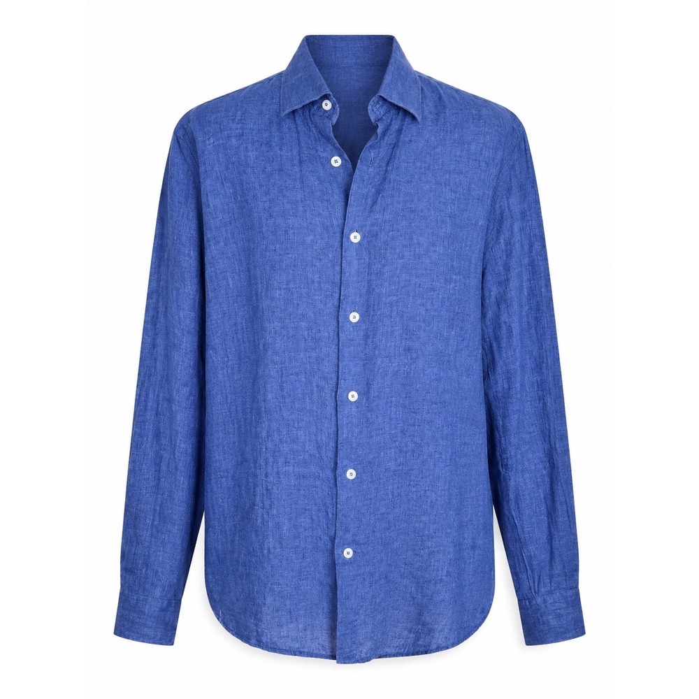Les Canebiers Button Down Shirt M Blue St Tropez Coastal Grandpa 100% Linen